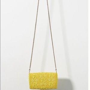 Anthropologie Tonal Beaded Yellow Cross Body Bag
